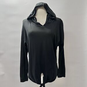 Beyond Yoga All About It Tied Hoodie Small Black Shirt Pima Cotton Lightweight